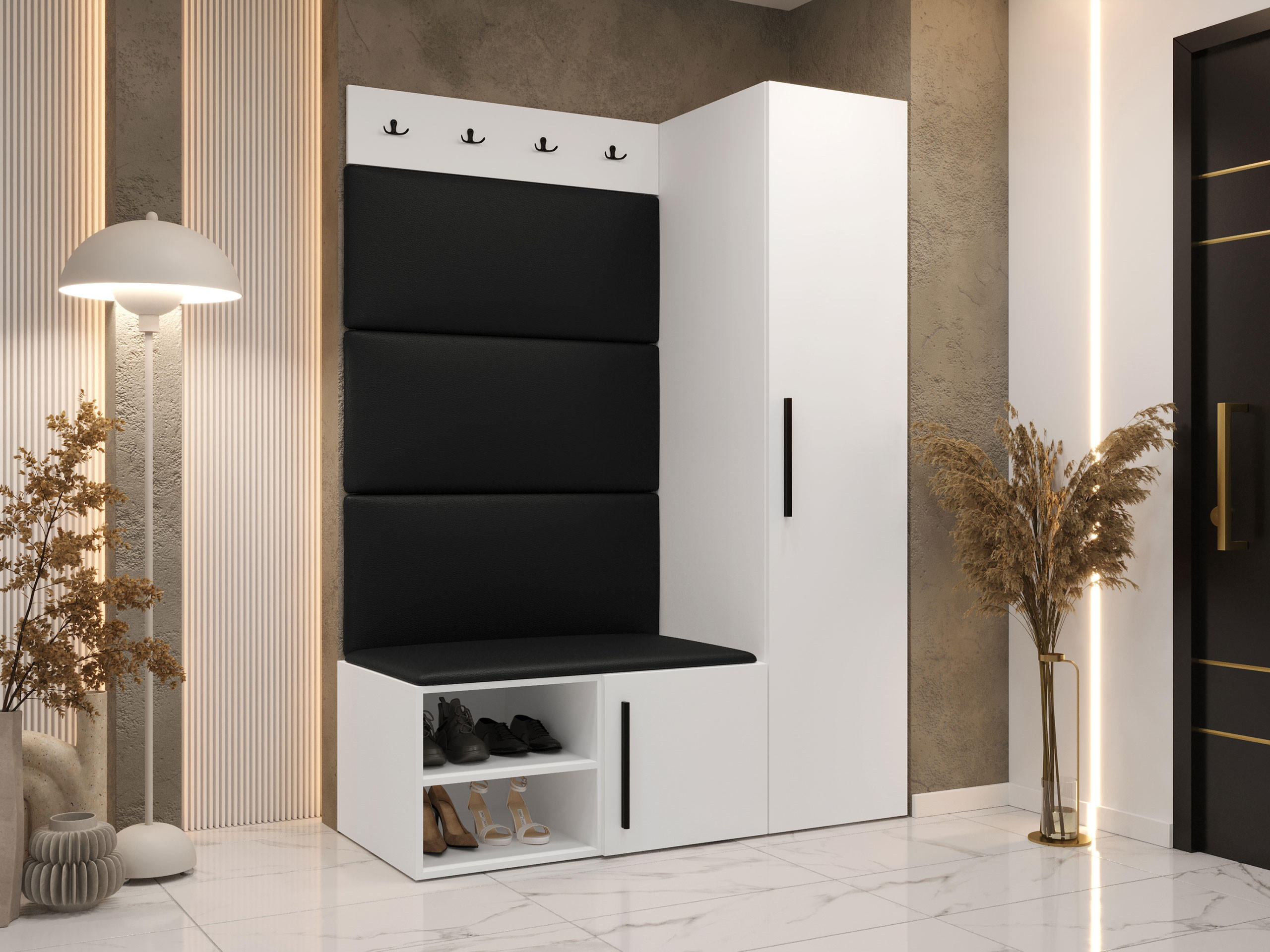 GARDEROBEN-SET Medi II - Schwarz/Weiß, Holzwerkstoff/Kunststoff (40/191/50cm) - MIRJAN24
