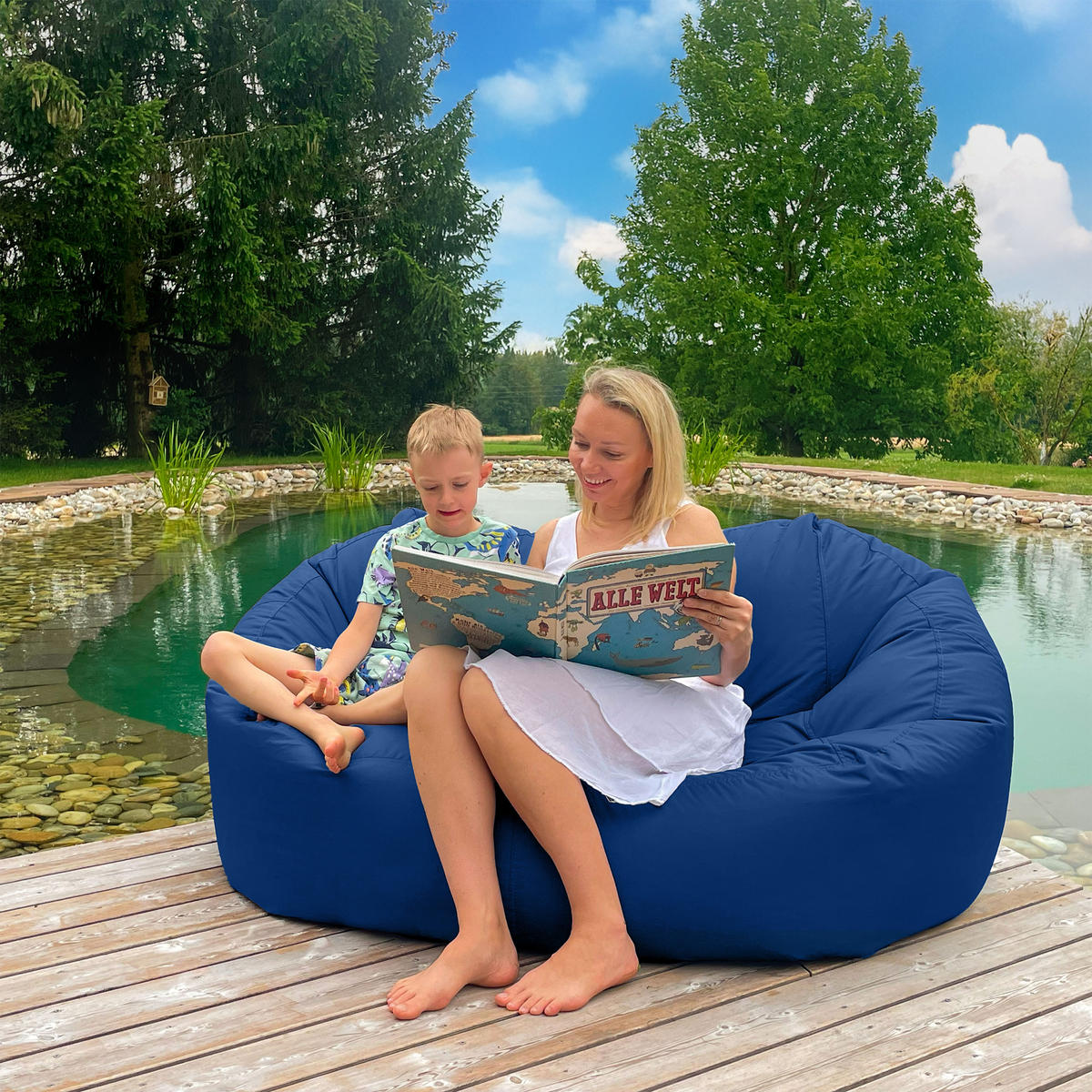 SITZSACK SOFA Lounge königsblau für Indoor und Outdoor - Blau/Dunkelblau, Textil (1600/60/1000cm) - Bruni