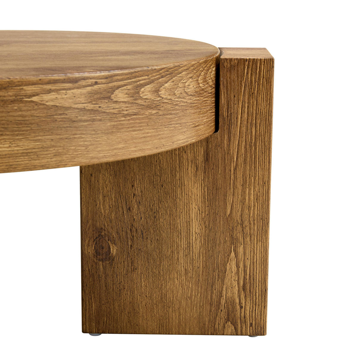 COUCHTISCH 78/75/34 cm rund aus MDF in Holzoptik mit braun getöntem Sicherheitsglas - Naturfarben, Holzwerkstoff (61/61/30cm) - OKMYHOME