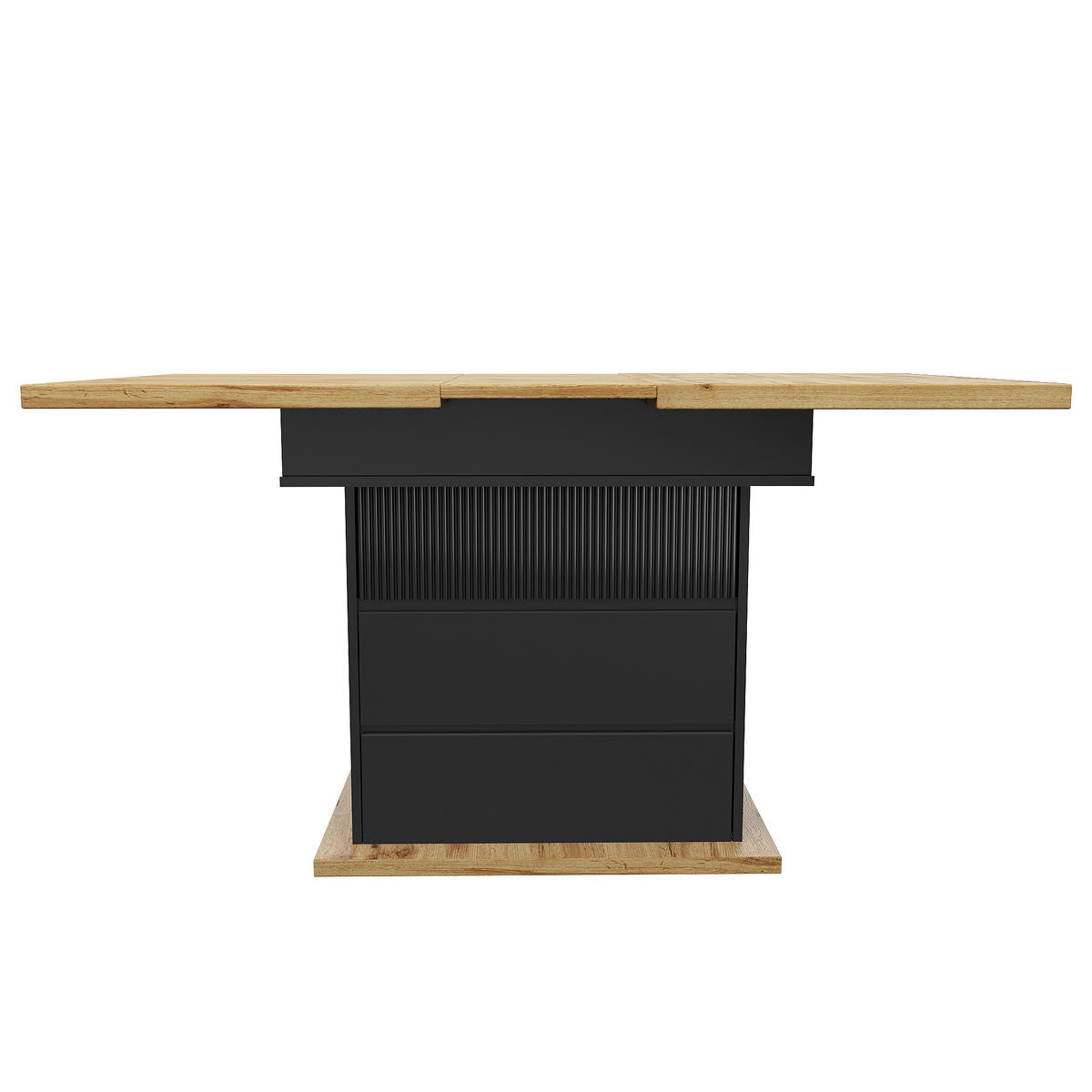 ESSTISCH Ausziehbarer aus MDF mit Stauraum, 110-140/80/75 cm, Schwarz - Schwarz, Holzwerkstoff (110/80/75cm) - Redom