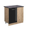 ECKUNTERSCHRANK R-Line Schwarz Hochglanz 86 cm, AP Anthrazit - Schwarz Hochglanz/Eiche Wotan, Holzwerkstoff (86/81.6/60cm) - Vicco
