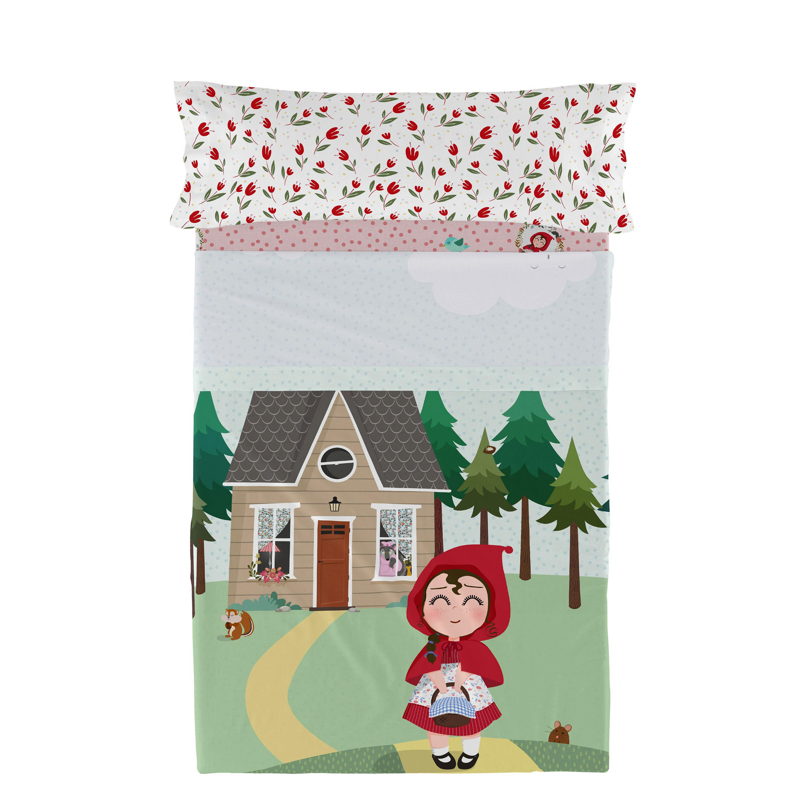 BETTWÄSCHE 2er-Set teiliges red riding hood 160x270 cm mehrfarbig - Multicolor, Textil (160/270cm) - Happy Friday