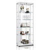 GLASVITRINE 33/67/176 cm mit Spiegel, LED, Schloss & 4 höhenverstellbaren Glasböden - Transparent/Silberfarben, Glas/Holzwerkstoff (67/176/33cm) - K-Möbel