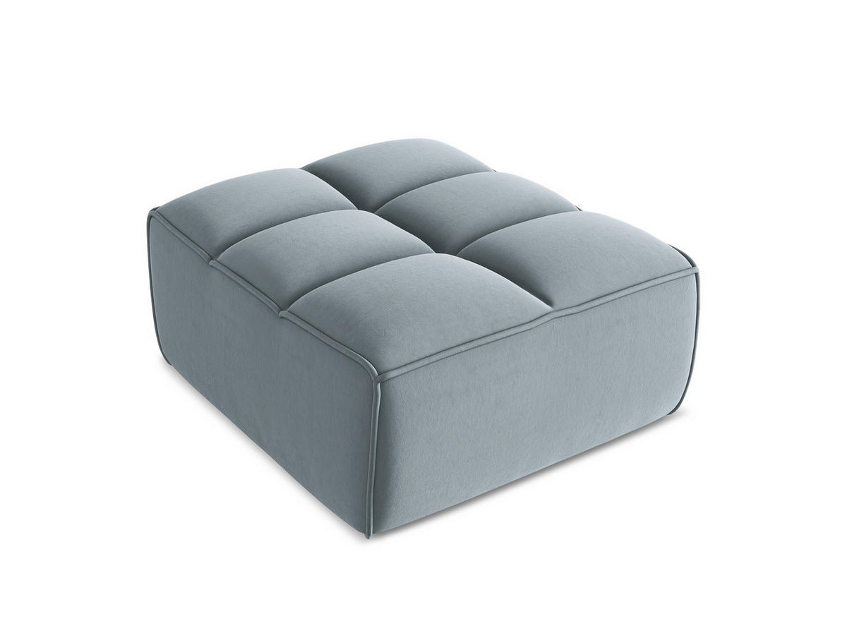 POUF Samt Stoff Blau - Blau/Schwarz, Kunststoff/Textil (80/43/93cm) - Makamii