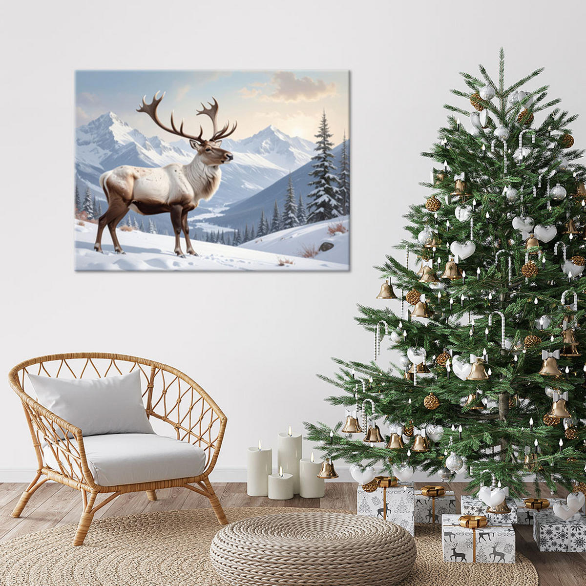 LEINWANDBILD Weihnachten 90x60cm - Weiß, Textil (90/60cm) - Feeby