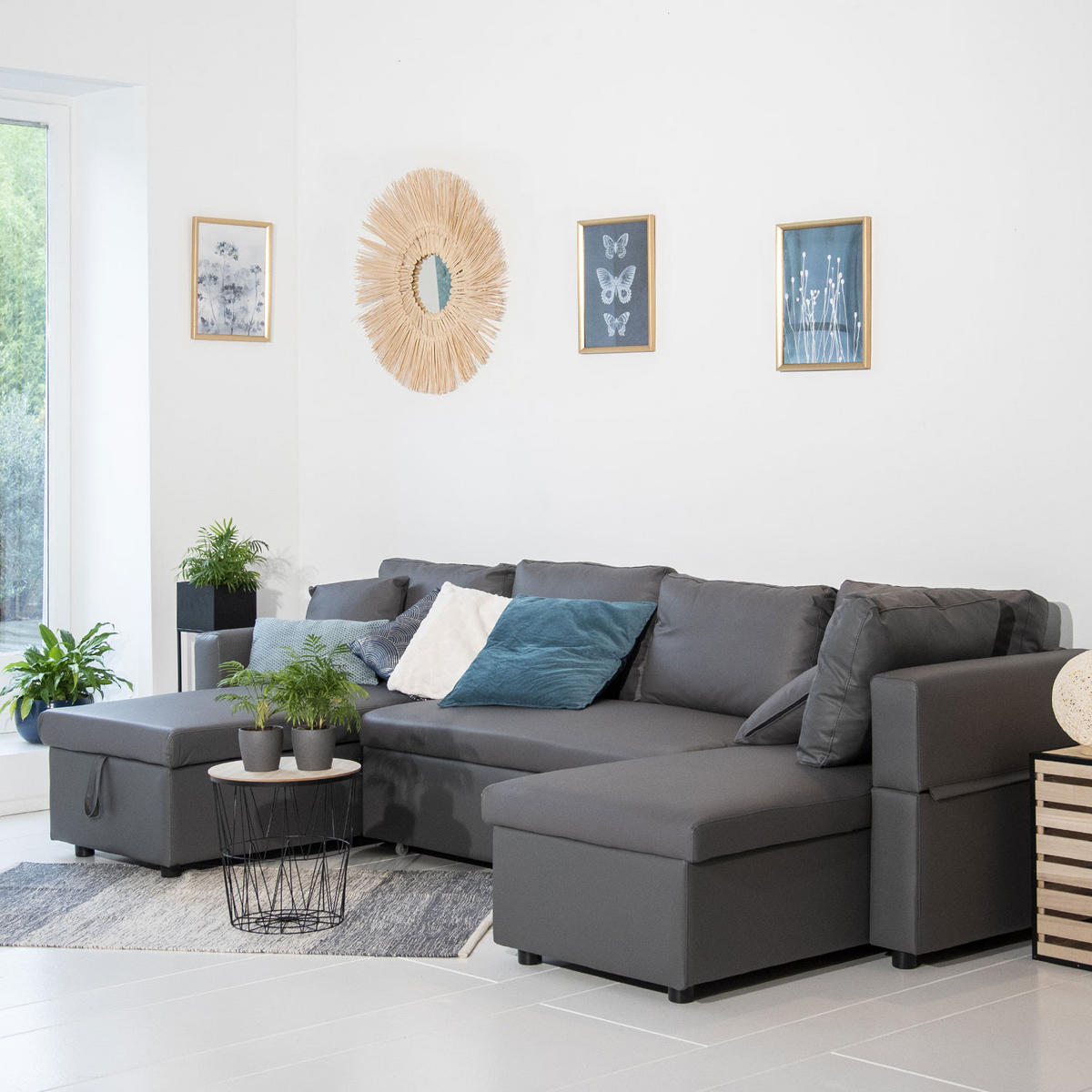 SOFA SCOTT Grau 4 Plätze - Dunkelgrau, Kunststoff (146/294cm) - Happy Garden