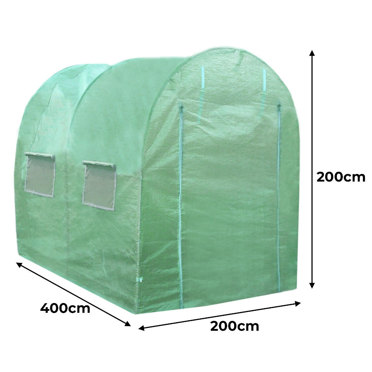 POLYTUNNEL 25mm 4m x 2m mit Regale - Grün, Kunststoff (200/1/400cm) - Monstershop