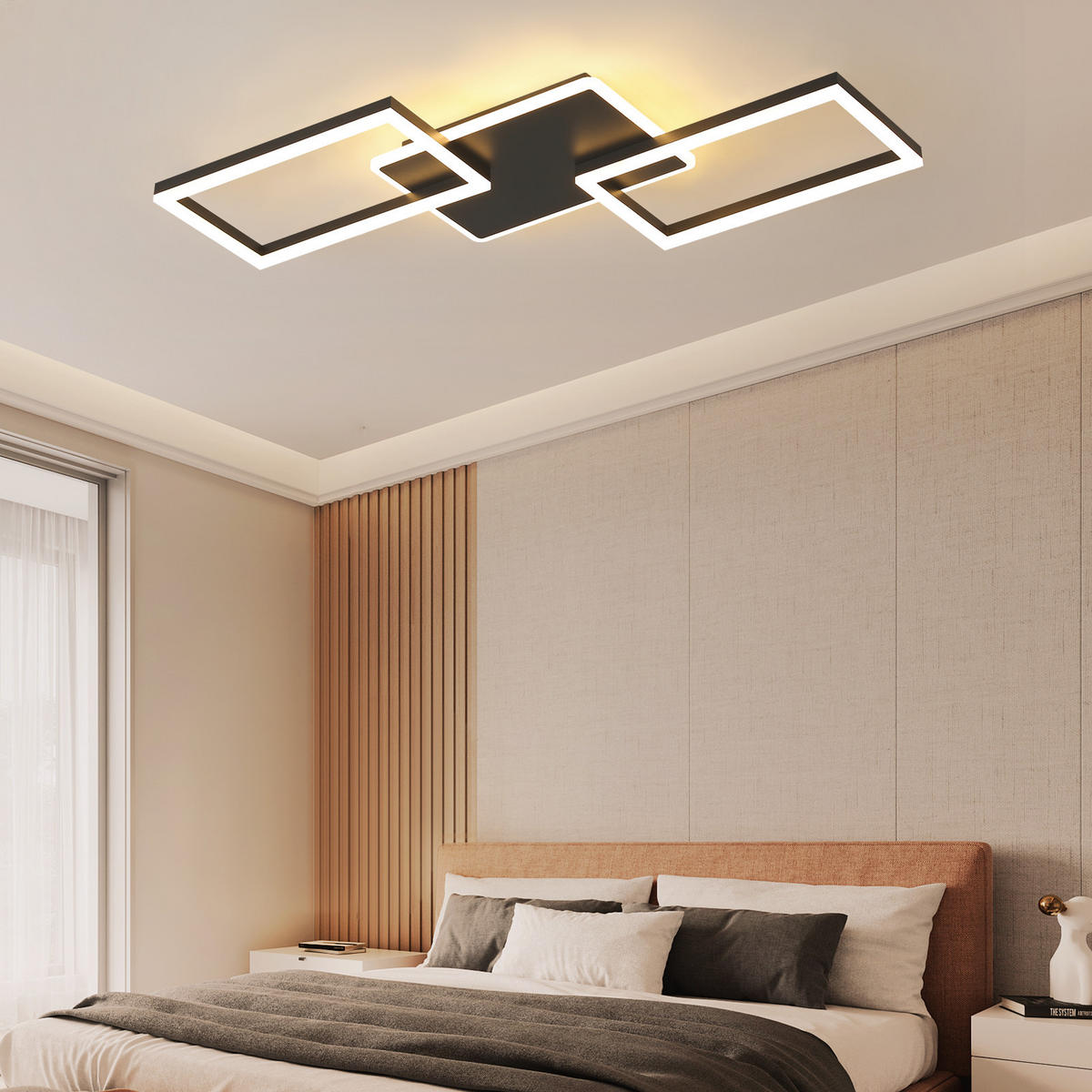 LED-DECKENLEUCHTE Tarak 45/7/80 cm - Schwarz, Metall (80/45/7cm) - ZMH
