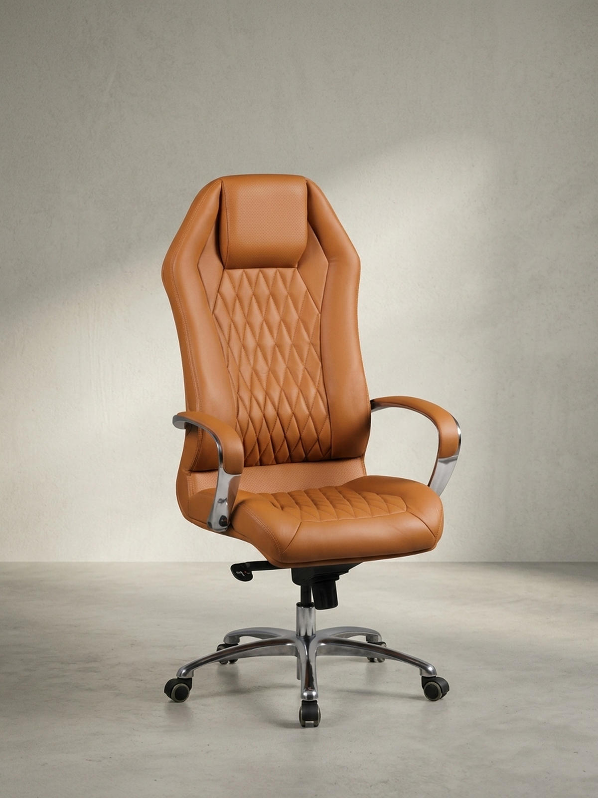 CHEFSESSEL Echtleder mit Multiblockwippmechanik, Lendenwirbelstütze und Aluminiumfußkreuz MILANO, Beige 70x67x136 cm - Beige/Silberfarben, Leder/Metall (70/136/67cm) - KADIMA DESIGN