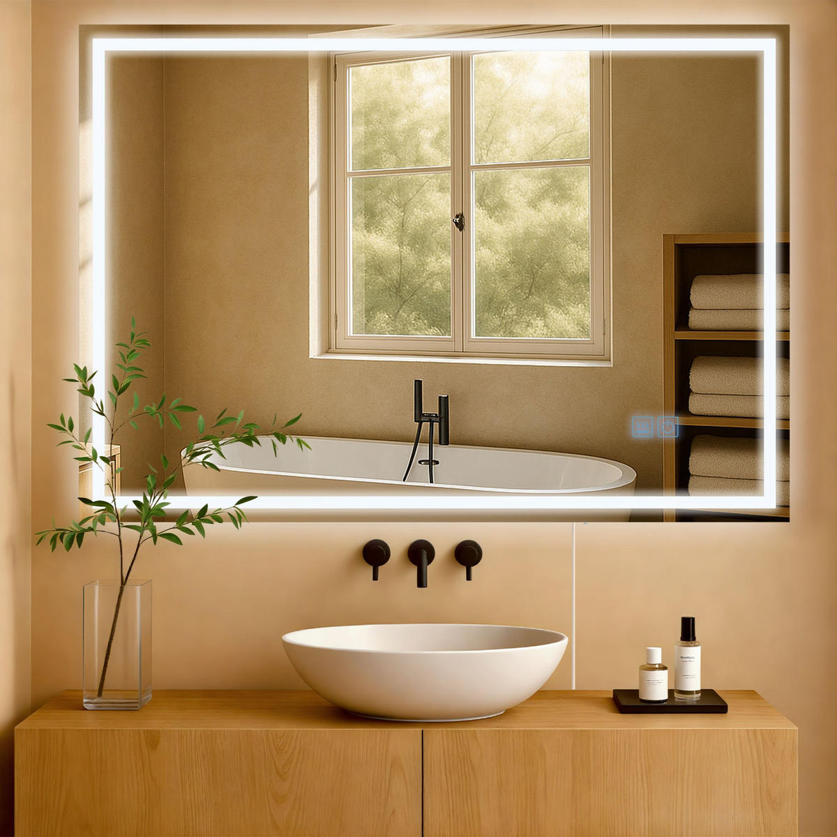 BADSPIEGEL Graz 70x100 ohne Bluetooth 100x3,5x70cm Glas Klarglas Badezimmerspiegel - Klar, Glas (100/70/3.5cm) - DELUKE