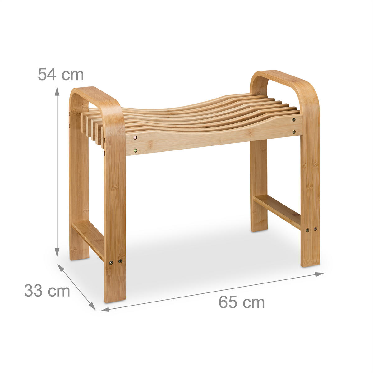 BADHOCKER - Hellbraun, Holz (65/54/33cm) - Relaxdays