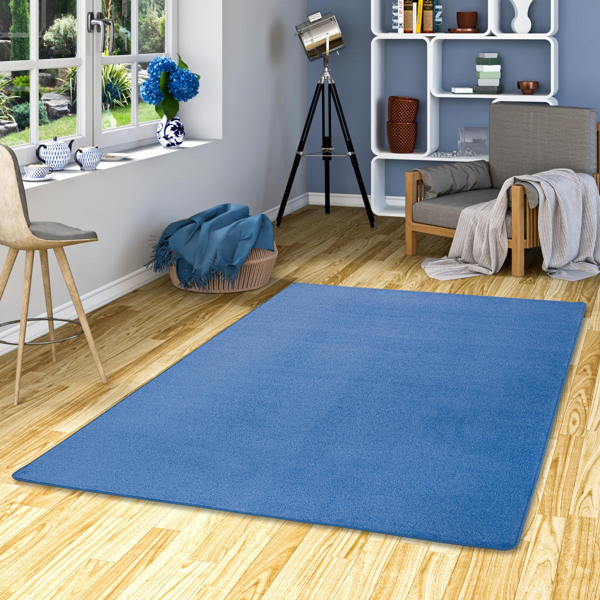 TREND VELOURS TEPPICH JOY - Blau, Textil (200/200cm) - Snapstyle