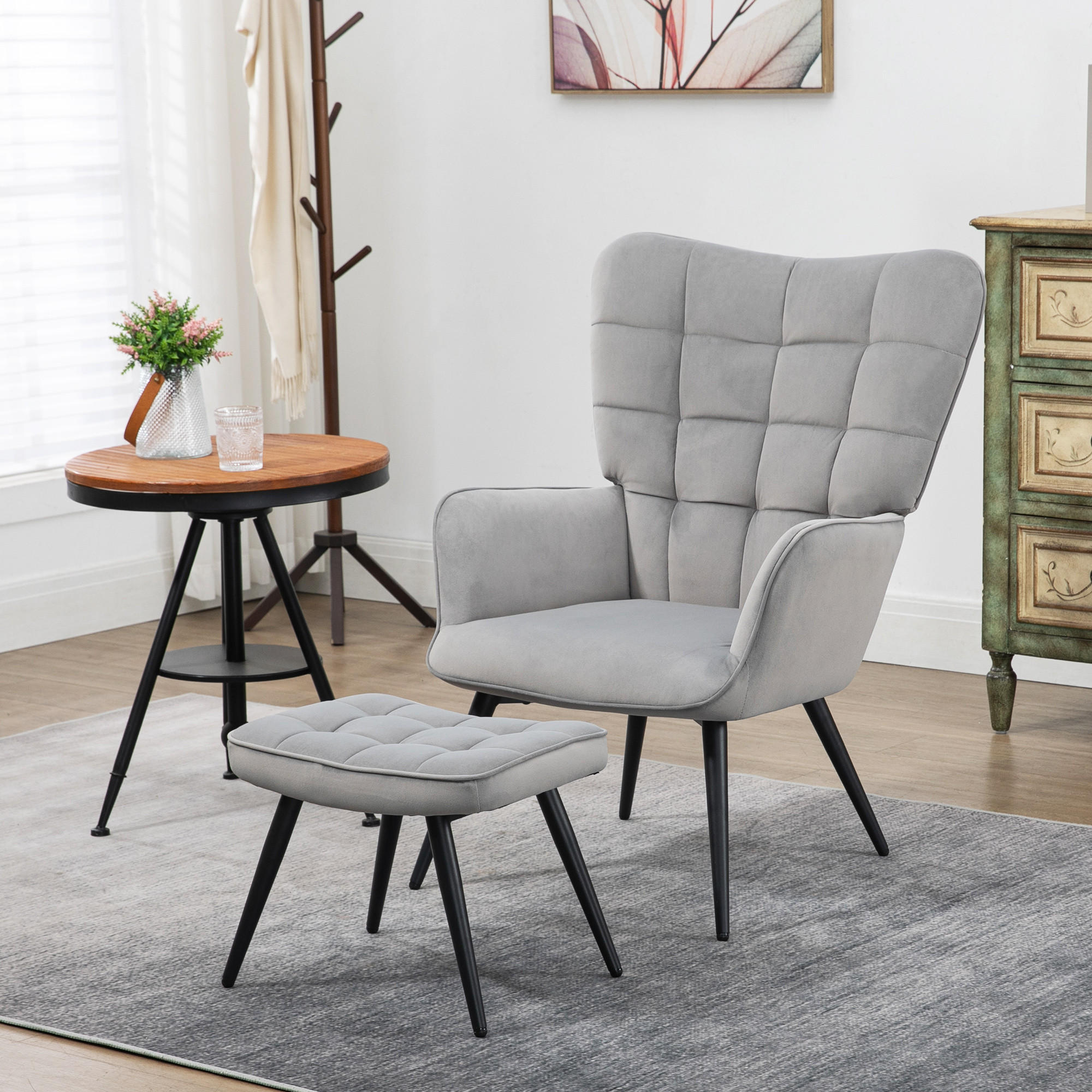 OHRENSESSEL, Relaxsessel, Hellgrau - Hellgrau, Metall (77.5/98/73cm) - HOMCOM