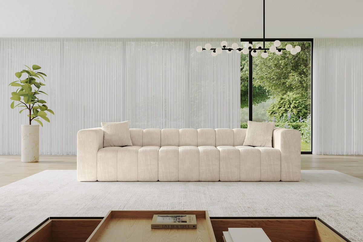 POHOVKA 3-MÍSTNÁ DONY-3 315x90x71 cm Béžová Manšestr - černá/kašmírová, kompozitní dřevo/textil (315/71/90cm) - ALTDECOR