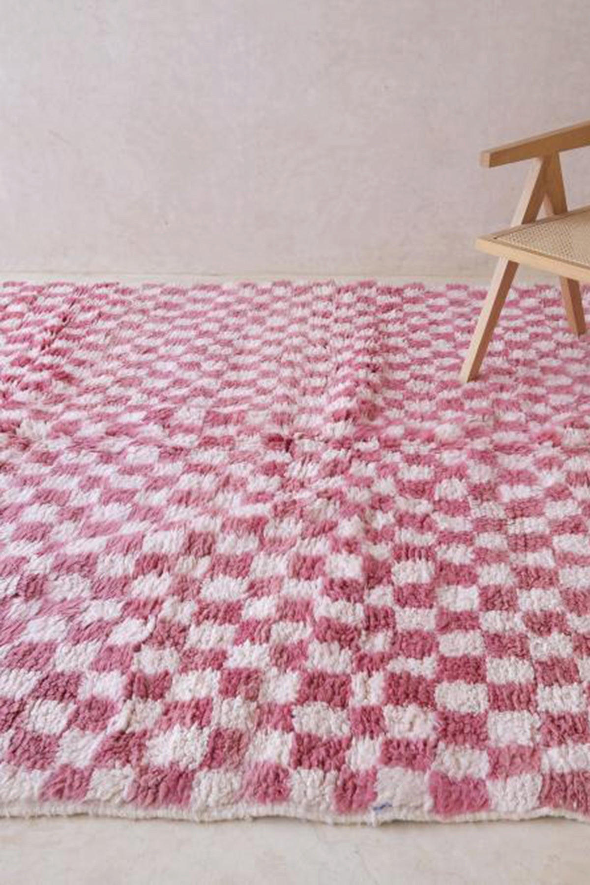 BERBERTEPPICH aus Marokko aus Wolle kariert rosa - Pink, Naturmaterialien (232/300cm) - AFK Living