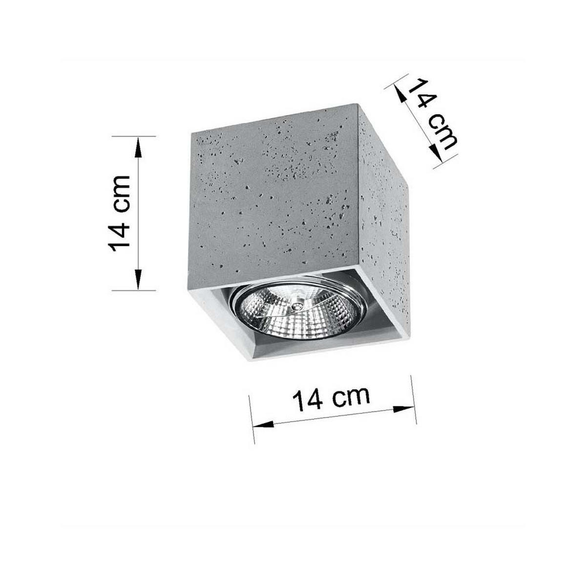 DECKENLEUCHTE Beton Grau Würfel - Grau, Stein (14/14/14cm)