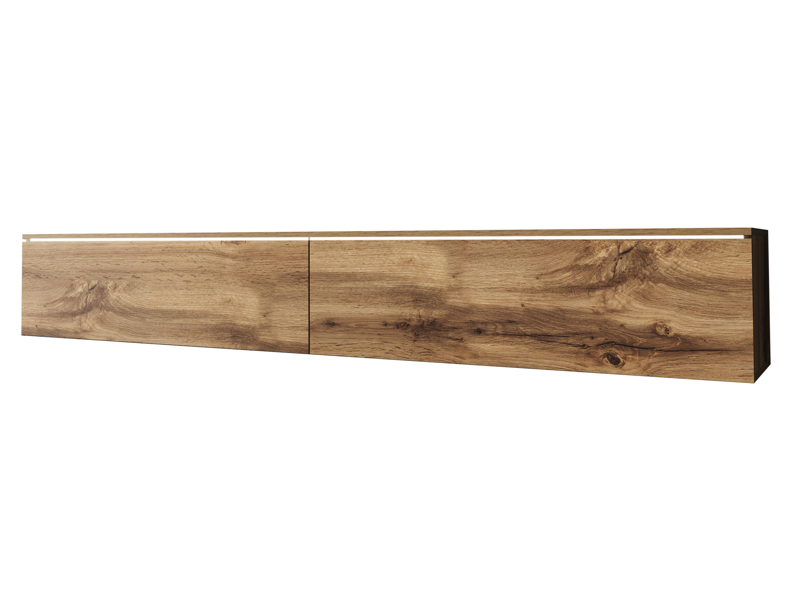 TV-LOWBOARD D180 mit weißer LED Beleuchtung - Silberfarben/Eiche Wotan, Holzwerkstoff/Kunststoff (180/30/33cm) - MIRJAN24
