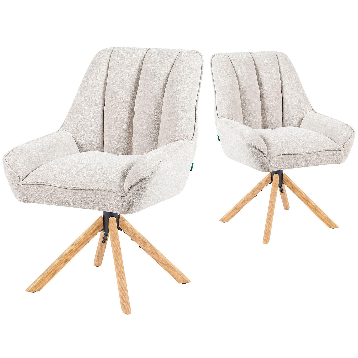 DREHSTUHL Mika-Leon - Honigeiche/Creme, Eichenholz/Holz (60/88/68cm) - DUBI Möbel
