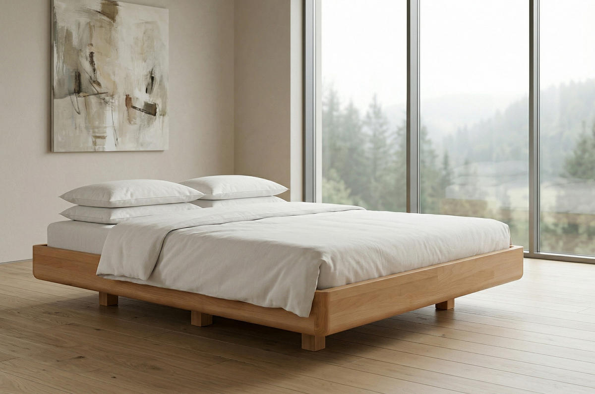 MASSIVHOLZBETT Lena Flat, 180/200, Buche - lackiert, Naturfarben - Buchefarben, Holz/Buchenholz (180/200cm) - Visby
