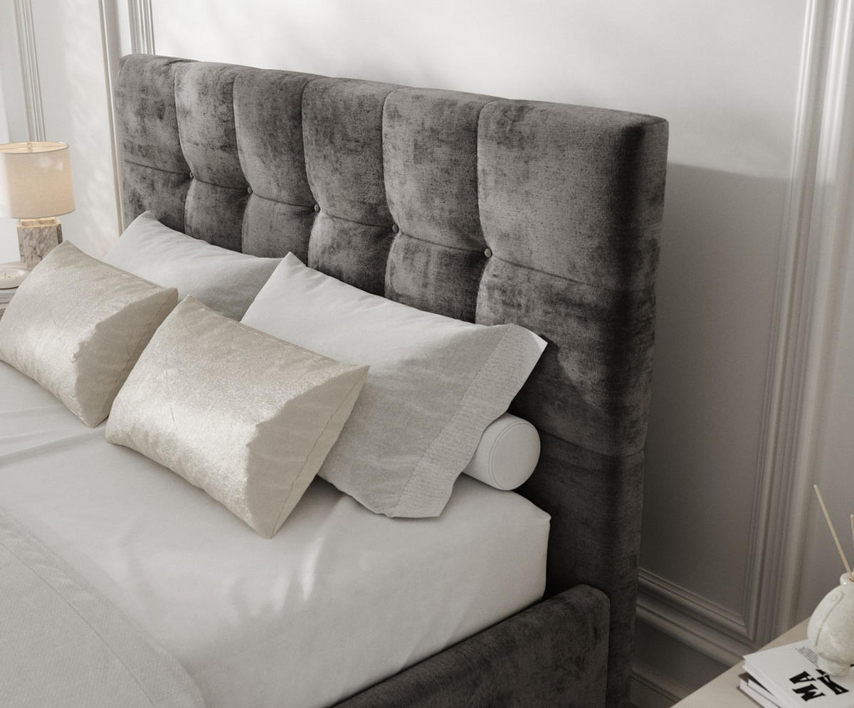 POLSTERBETT Cora 160/200 cm Anthrazit im Lotta Stoff - Anthrazit/Naturfarben, Holz/Holzwerkstoff (160/200cm) - AltaBeds