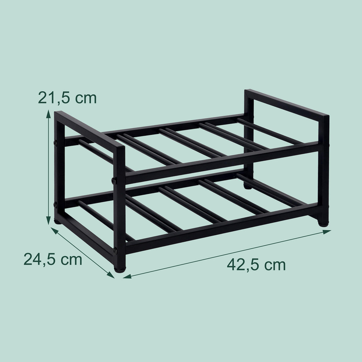 WEINREGAL - Schwarz, Metall (42.5/21.5/24.5cm) - Relaxdays