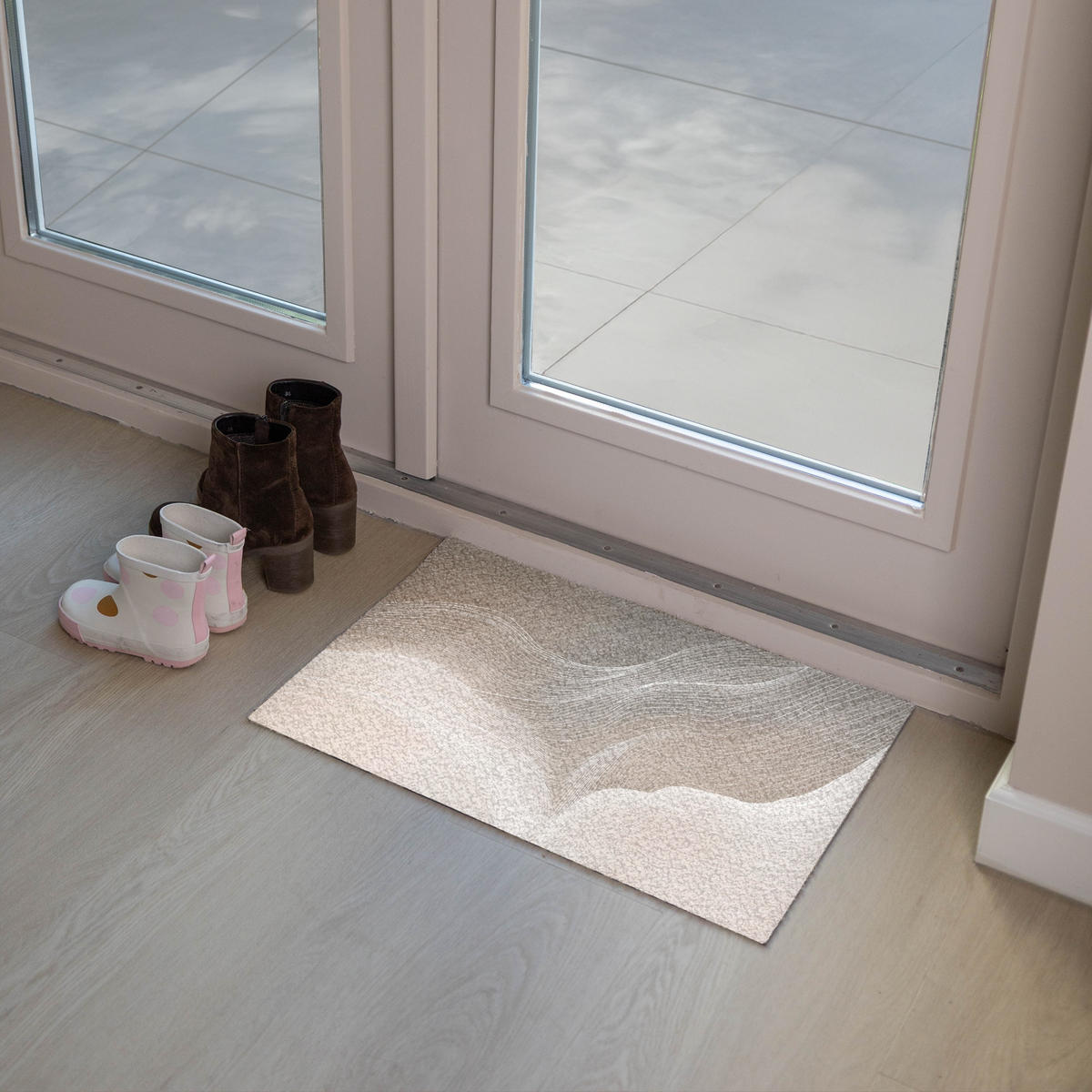 FUSSMATTE Wellenlinien - Luftströme - Harmonisch 60x40 cm - Beige, Kunststoff (60/0.4cm) - MuchoWow