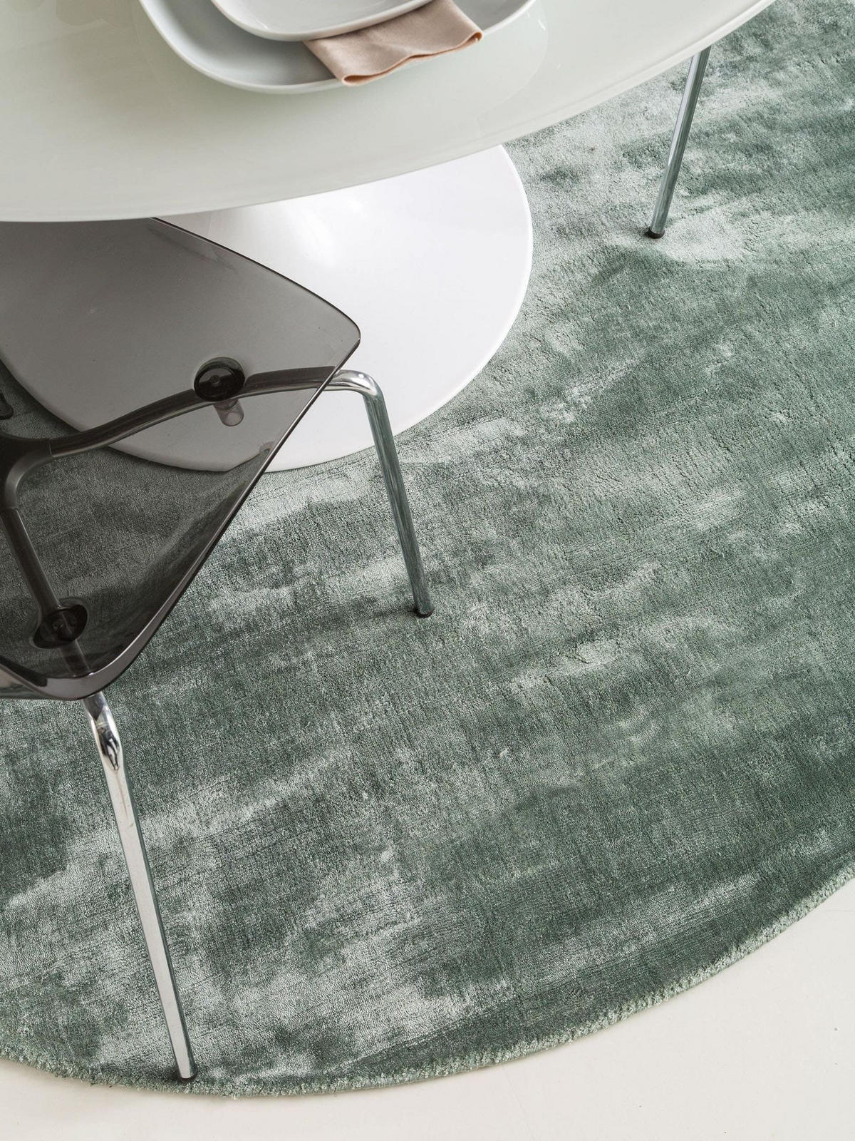 VISKOSETEPPICH rund Nela Hellgrün ø 200 cm rund - Hellgrün, Textil (200/1cm) - KUNSTLOFT