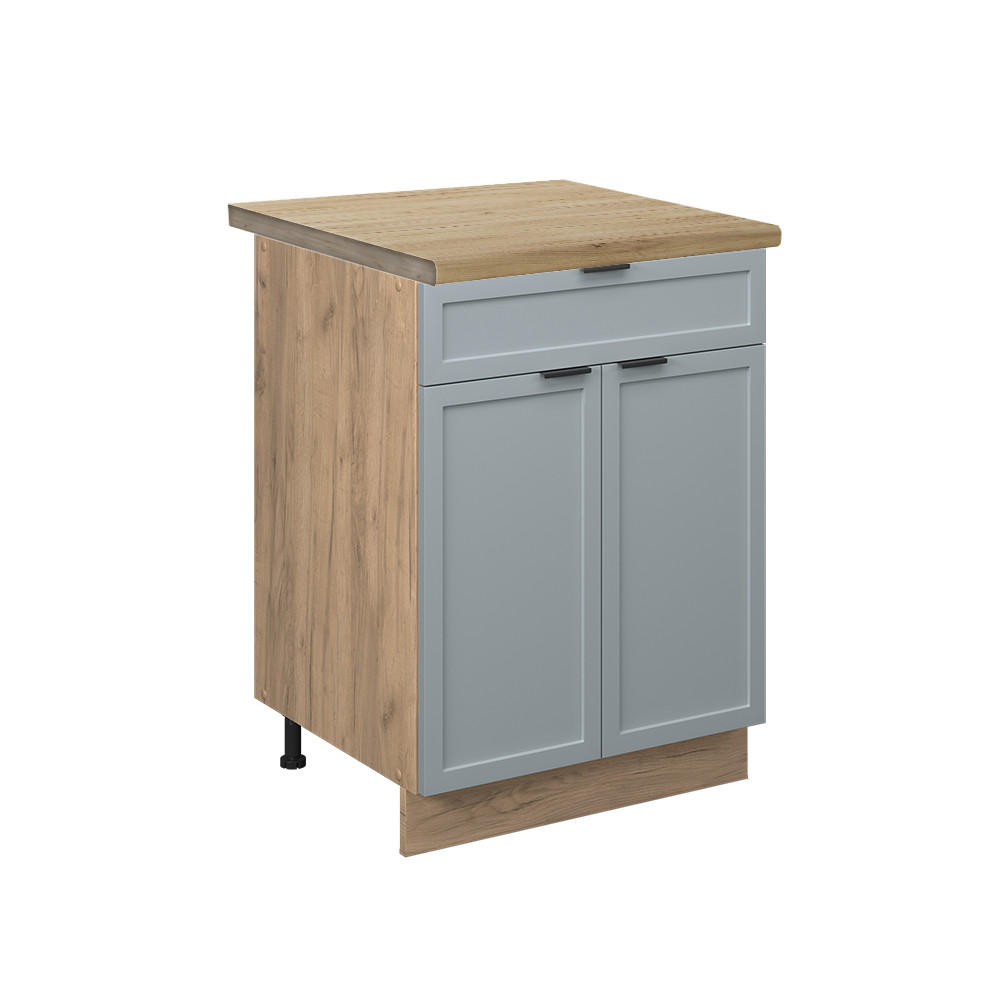 KÜCHENUNTERSCHRANK Fame-Line Hellblau-grau 60 cm mit Schublade AP Eiche - Eiche Wotan/Blaugrau, Holzwerkstoff (60/82/60cm) - Vicco
