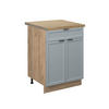 KÜCHENUNTERSCHRANK Fame-Line Hellblau-grau 60 cm mit Schublade AP Eiche - Eiche Wotan/Blaugrau, Holzwerkstoff (60/82/60cm) - Vicco