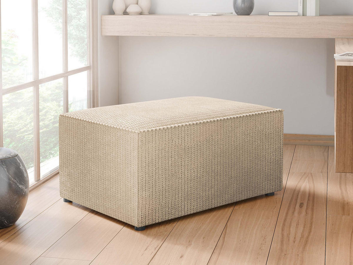 POLSTERHOCKER Karl - Beige/Schwarz, Holz/Kunststoff (60/38/45cm) - MIRJAN24