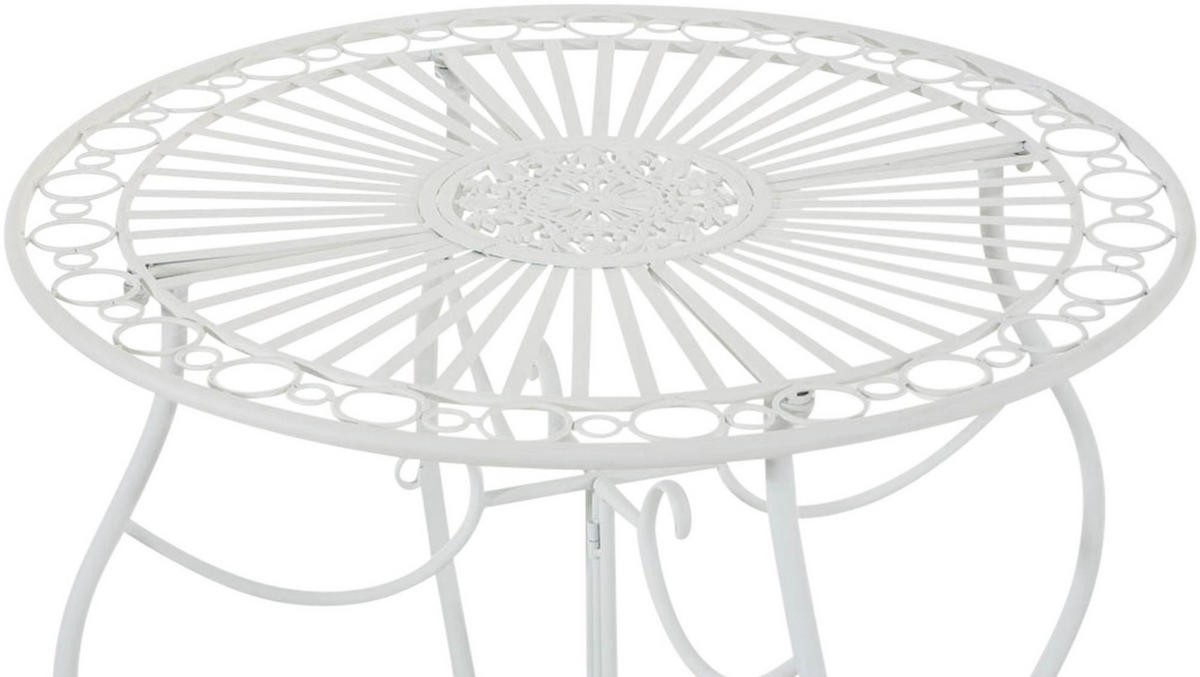 GARTENTISCH rund Ø70 cm Metall Weiß - Weiß, Metall (70/70/72cm) - CLP