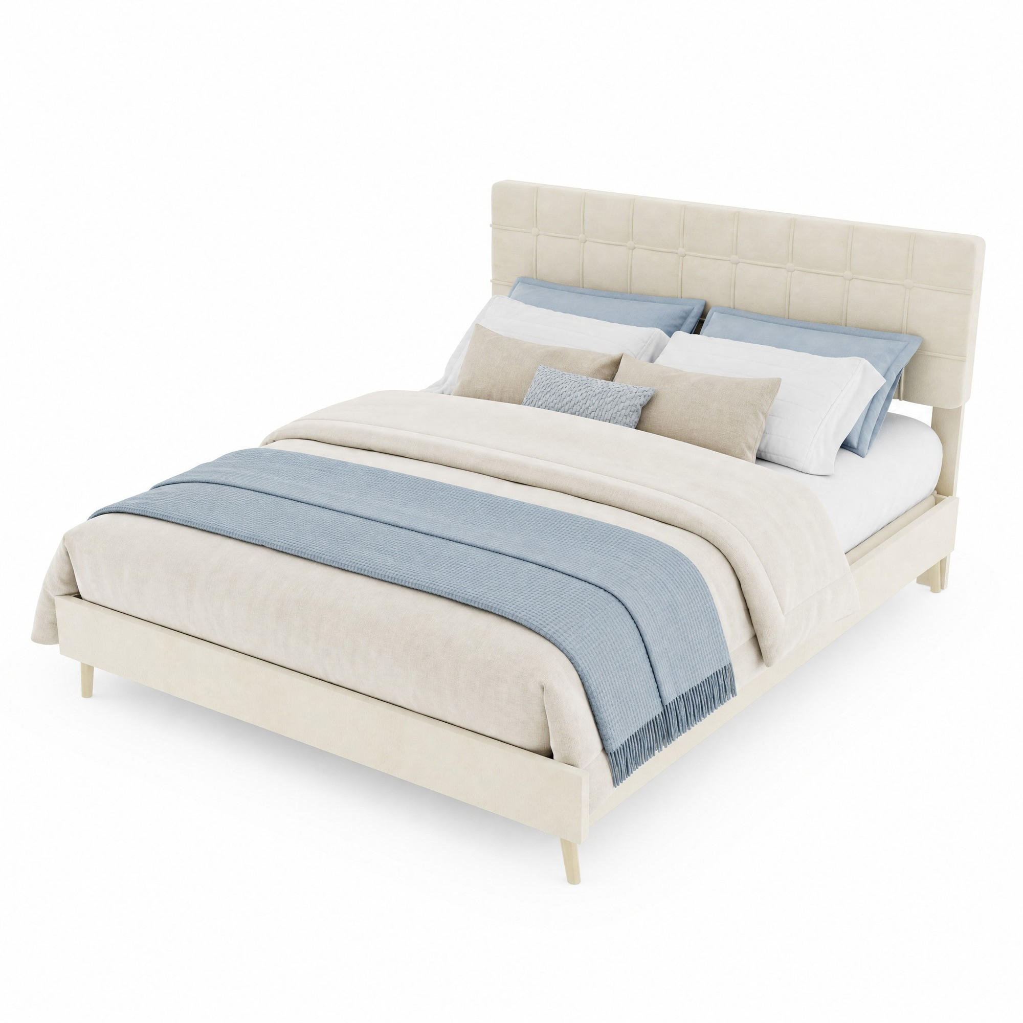 POLSTERBETT 160/200 cm in Beige aus Samt mit gepolstertem Kopfteil - Beige, Textil (160/200cm) - Flora Grace