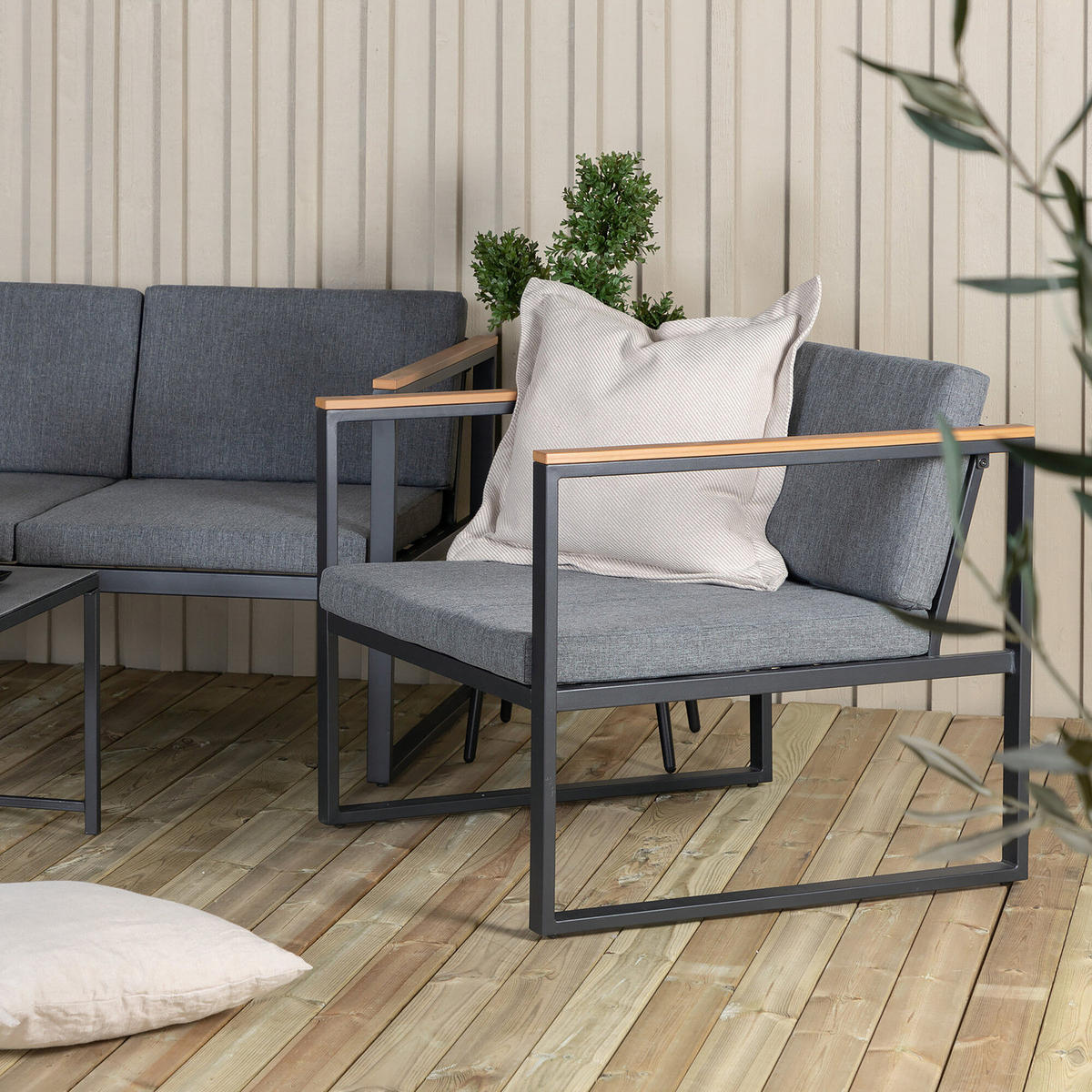 LOUNGESET - Schwarz - Stahl - 188 x 67 x 80 cm - Schwarz, Metall - home24