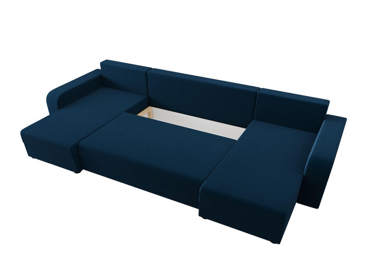 WOHNLANDSCHAFT HEWLET U BIS Zoom 13 mit Schlaffunktion - Dunkelblau, Textil (305/90/140cm) - Bedante
