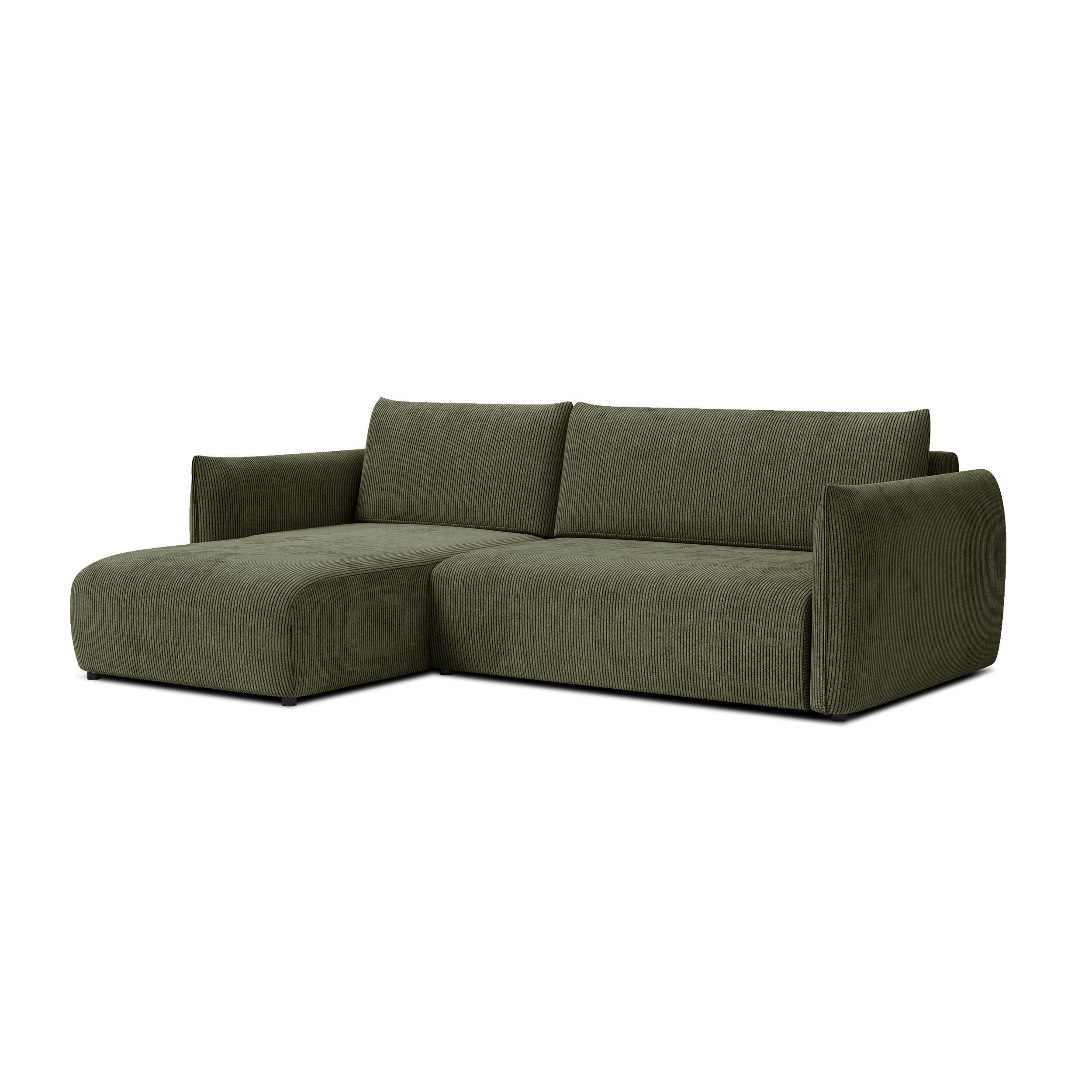 ECKSOFA TAUER 3-Sitzer rechts, olive - Dunkelgrün/Schwarz, Holz/Textil (248/173cm) - Courtois Laville