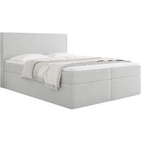 BOXBETT Terra mit Bettkasten, Grau Boucle 140x200 cm – inkl. H3 Matratze und H2 Visco Topper - Hellgrau/Grau, Holzwerkstoff/Kunststoff (140/200cm) - WFL GROUP