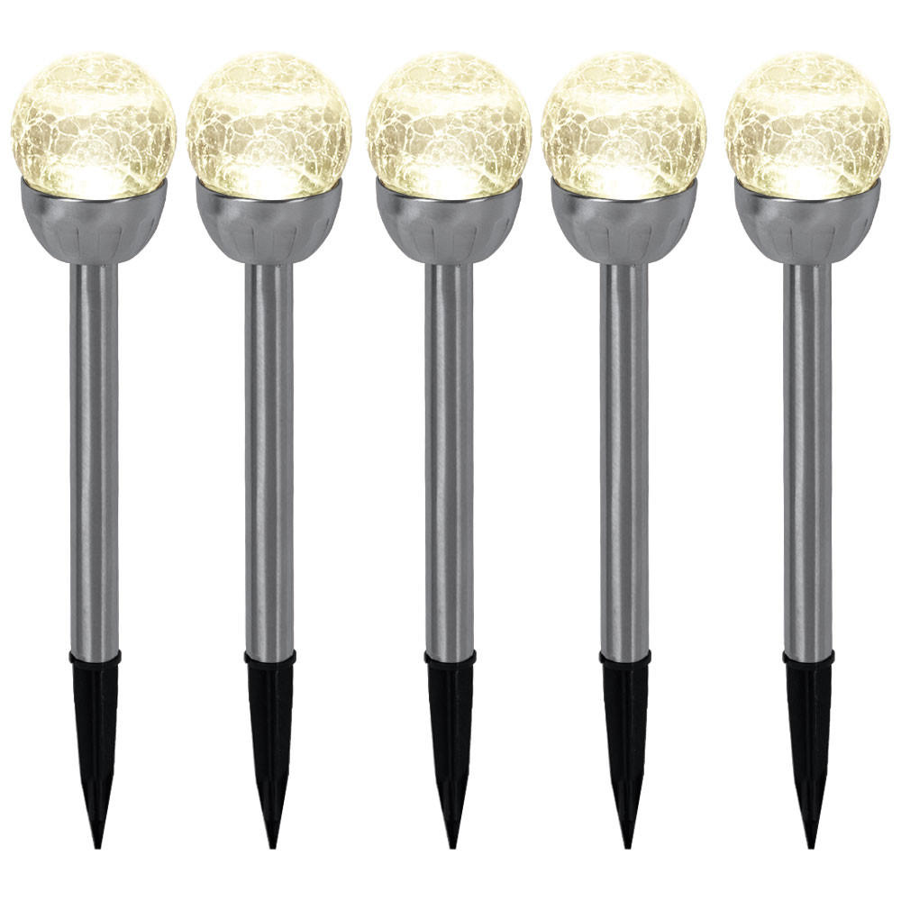 LED AUSSENLEUCHTE Edelstahl Silber 5er Set - Silberfarben, Glas (6/6/24.5cm)