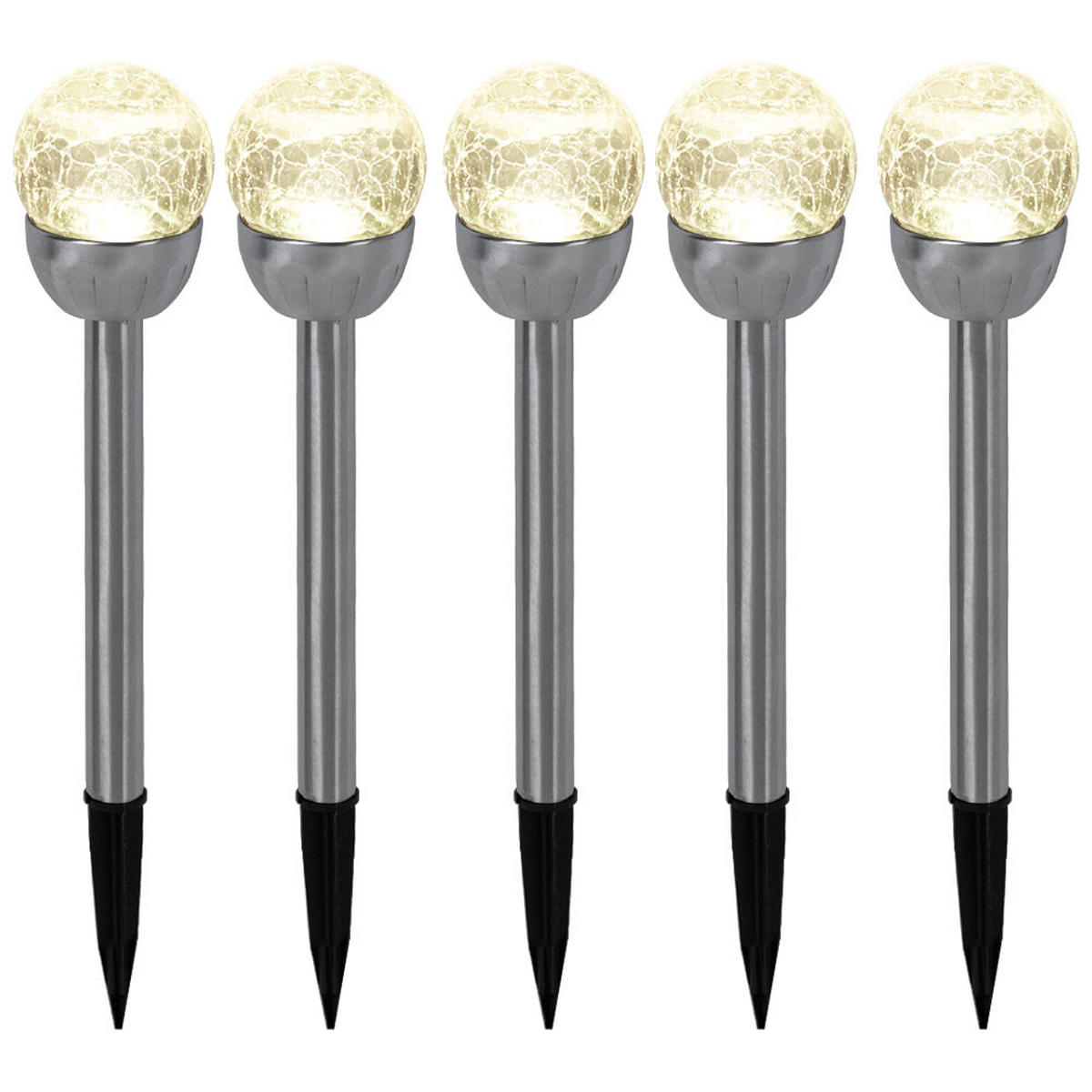 LED AUSSENLEUCHTE Edelstahl Silber 5er Set - Silberfarben, Glas (6/6/24.5cm)