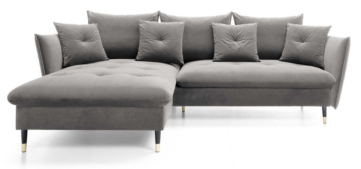 ECKSOFA 260 cm Sagir mit Schalffunktion, Bettkasten, Links - Grau - Schwarz/Grau, Holz (167/258cm) - Emporius