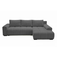 ECKSOFA Ovia mit Bettkasten und Schlaffunktion, Bouclé-Stoff in L-Form - Dunkelgrau, Textil (270/185cm)