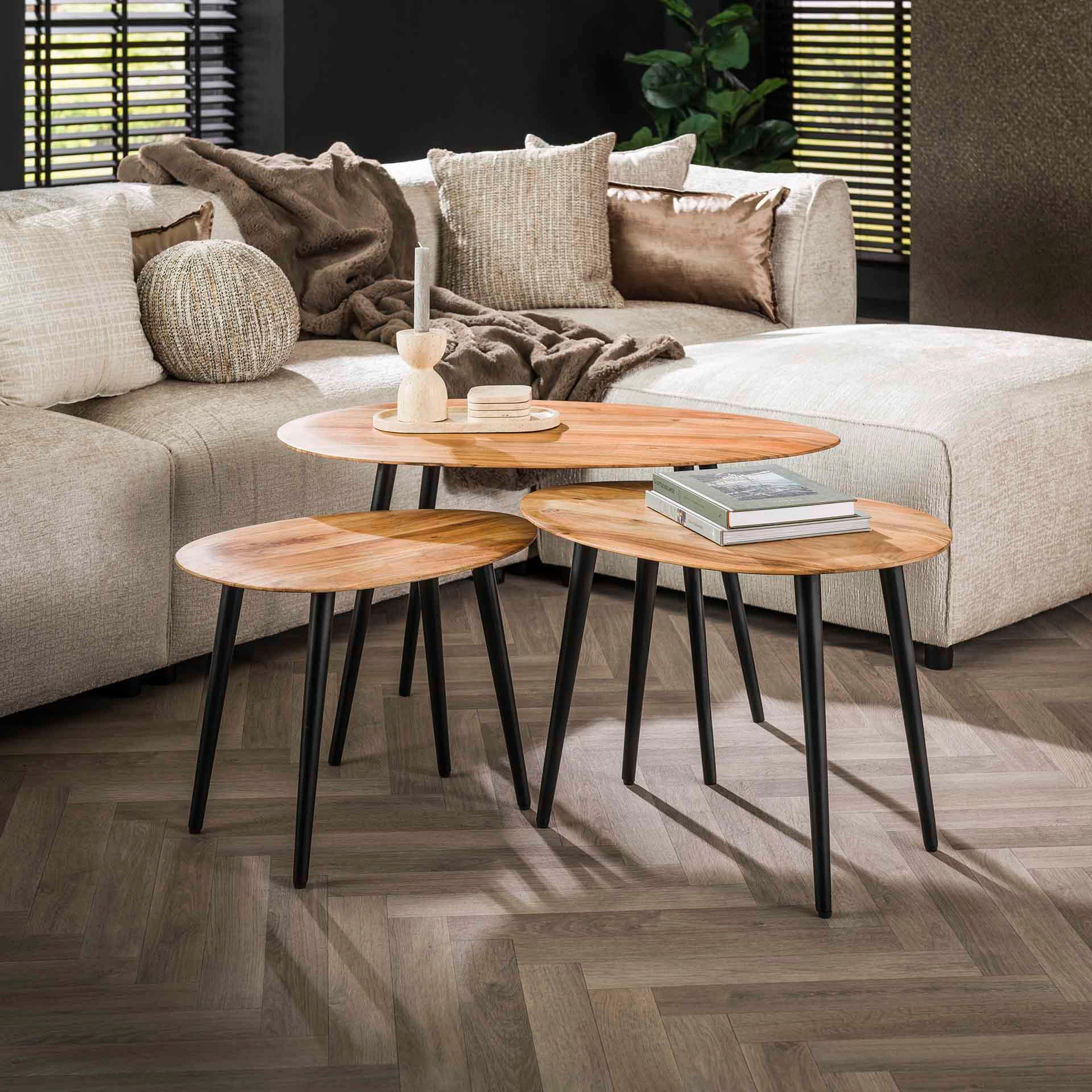 COUCHTISCH Organi Braun 55/90/50 cm 3er-Set - Braun, Holz (55/90/50cm) - Hoyz Collection