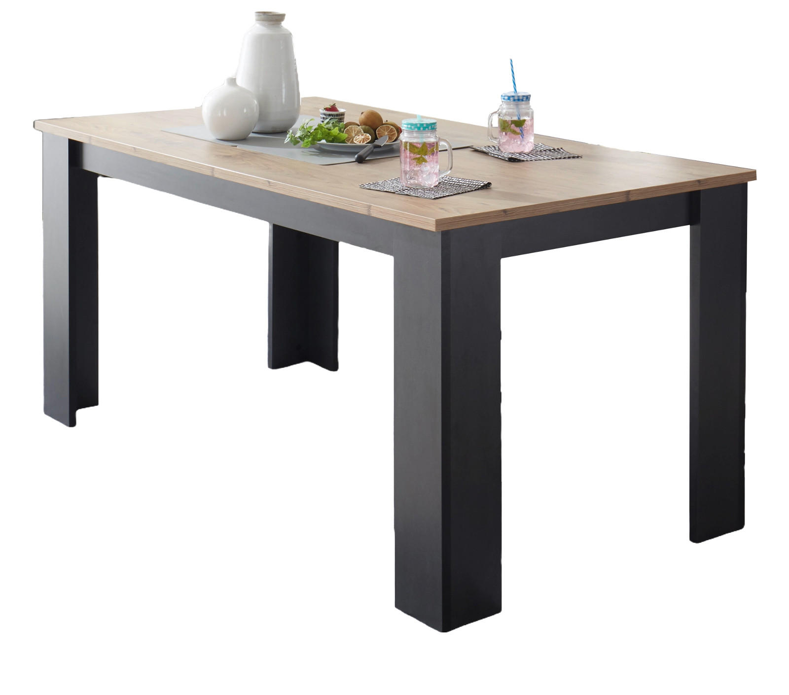 ESSTISCH Kastanie grau Fresco, Küchentisch, 158 x 90 cm - Kastanienfarben/Grau, Holzwerkstoff (158/90/77cm) - Furn.Design