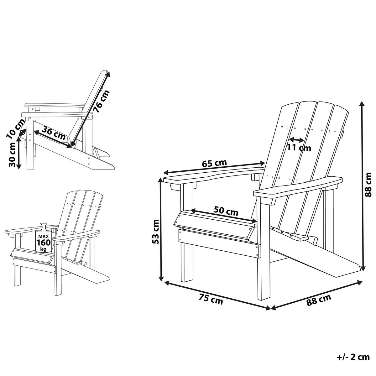 GARTENSTUHL Kunstholz gelb Adirondack - Goldfarben, Kunststoff (75/88/88cm) - Beliani