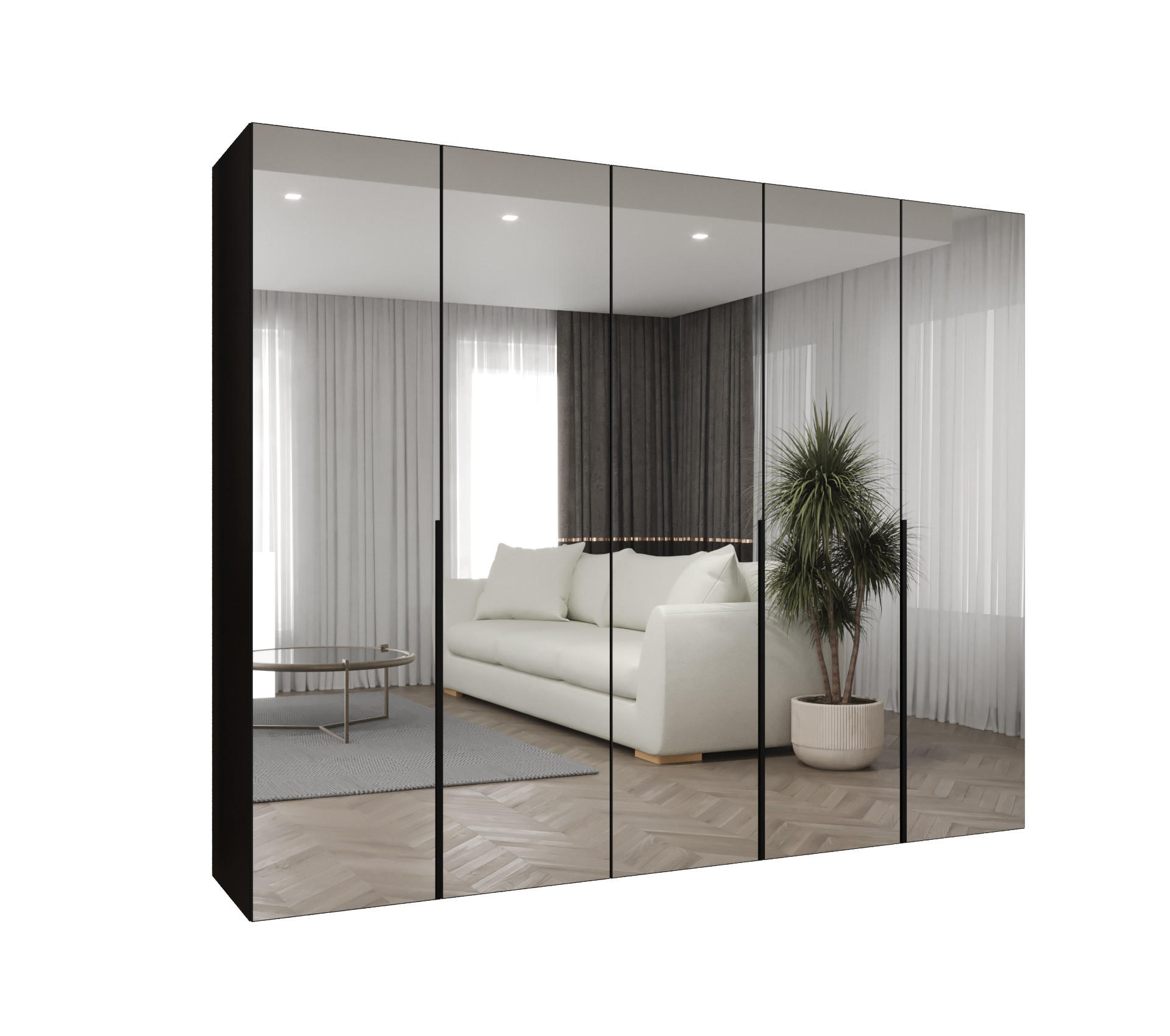 DREHTÜRENSCHRANK 202/250/52 5-türig - Schwarz, Holz (250/202/52cm) - Abiks Möbel