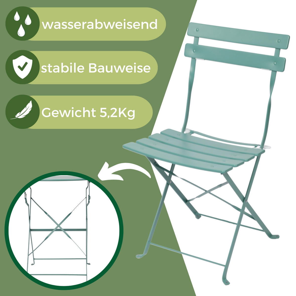 BISTRO SET Grün - Grün, Metall - Albatros