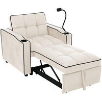 SCHLAFSESSEL 3-in-1 ausziehbar 83x167x76 cm Samt Beige - Beige, Metall (167/76/83cm) - Meubliv