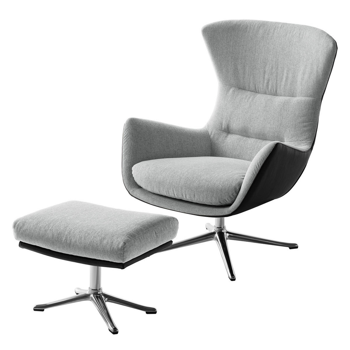 SESSEL mit Kreuzfuß - Chromfarben/Hellgrau, Textil/Metall (84/99/96cm) - home24