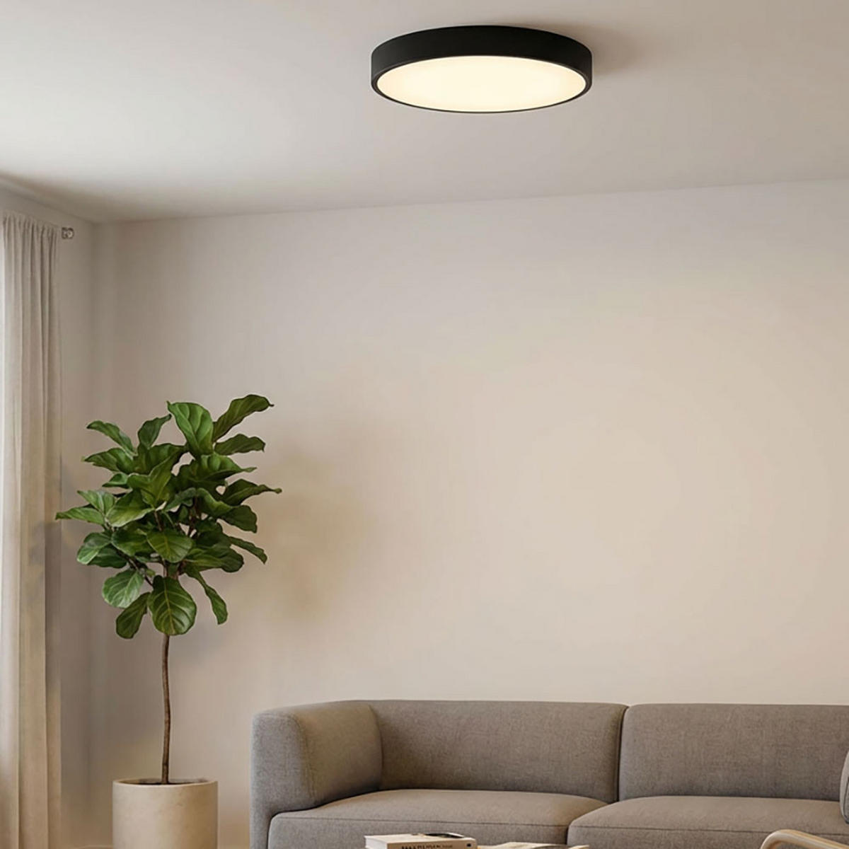 DECKENLEUCHTE LED Metall Schwarz matt CCT - Schwarz, Metall (37.8/37.8/7cm) - Globo Lighting