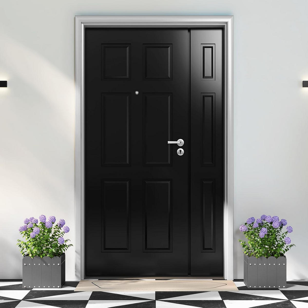 BLUMENKUBEL 2er-Set Grau - Grau, Kunststoff (25cm) - COSTWAY