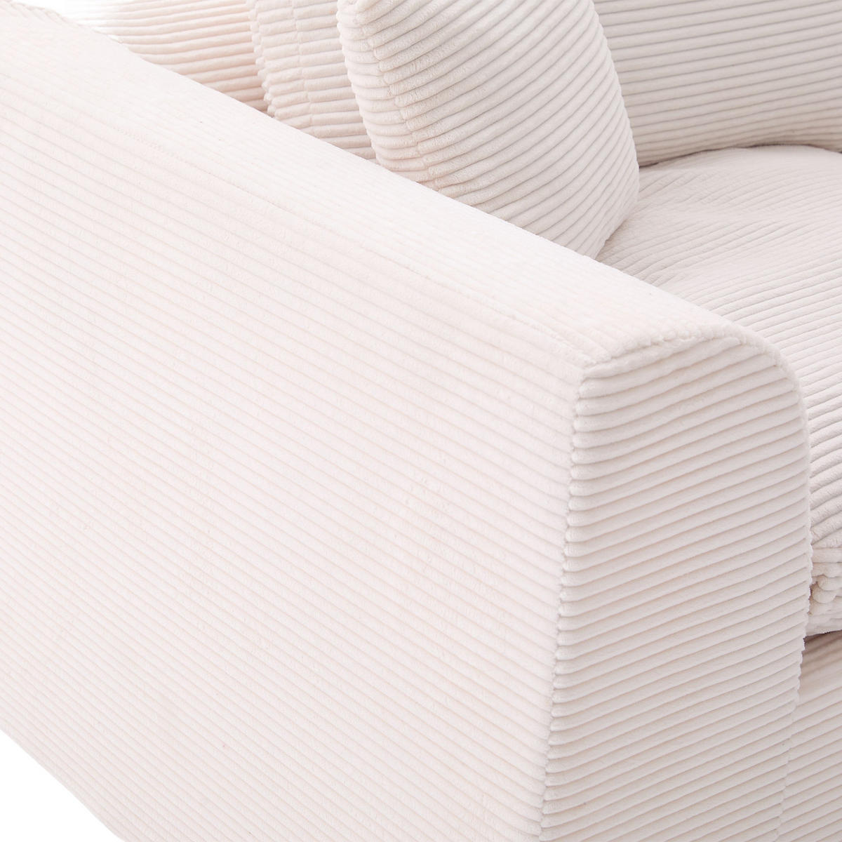 2-SITZER SOFA Cord Beige mit Kissen - Beige, Textil (204/84/102.5cm) - WISHDOR